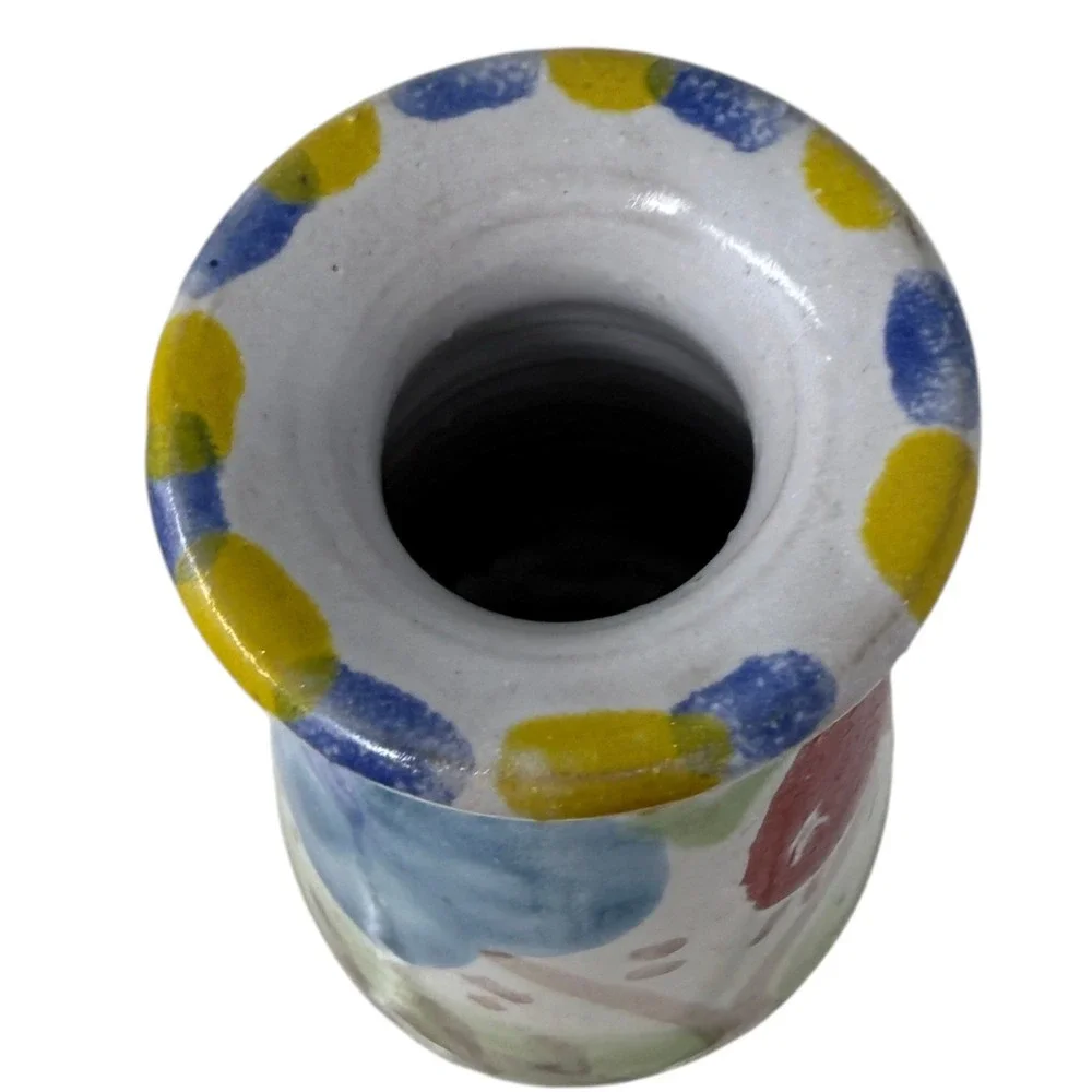 Desimone Italy Bud Vase Unisex OS Multi Fair Floral Hand Painted 65 MCM Pottery